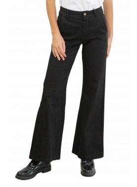 Pantalone palazzo in cotone con elastico dietro pesante 